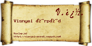 Visnyei Árpád névjegykártya