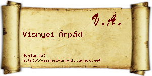 Visnyei Árpád névjegykártya