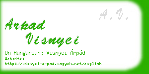 arpad visnyei business card